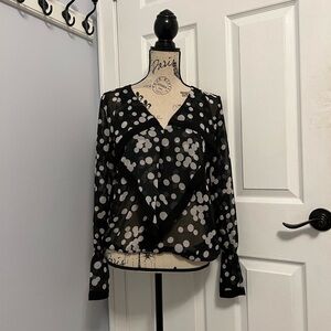 Chapter Black and White Sheer Polka Dot Blouse